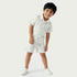 Juniors Collared Short Sleeves Shirt and Shorts Set with Print - Cream / 1-2 yrs