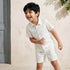 Juniors Collared Short Sleeves Shirt and Shorts Set with Print - Cream / 1-2 yrs
