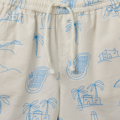 Juniors Collared Short Sleeves Shirt and Shorts Set with Print