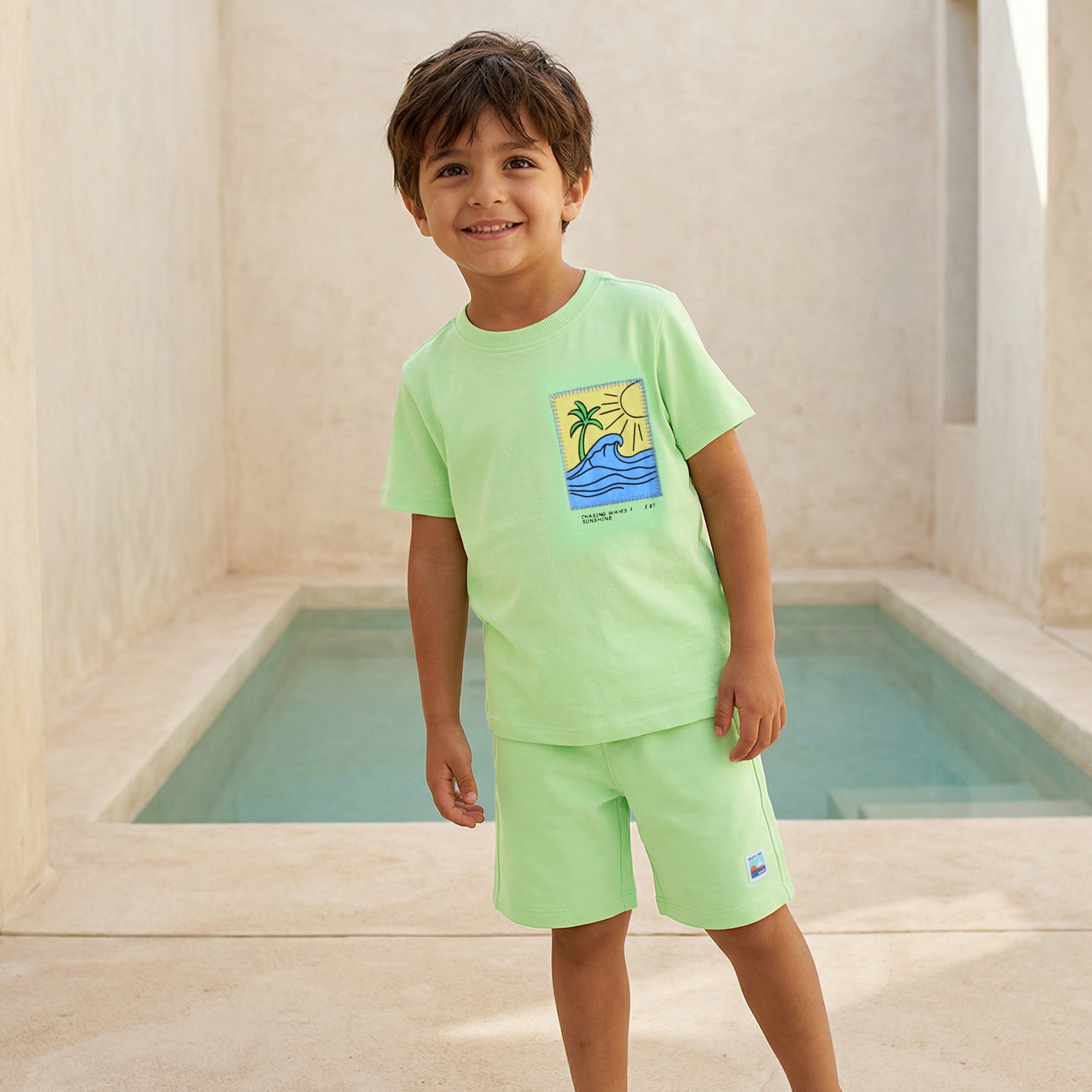 Set of 3 Juniors Crew Neck Short Sleeves T-shirt and Shorts Set with Graphic Print