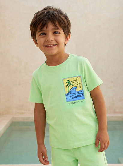 Set of 3 Juniors Crew Neck Short Sleeves T-shirt and Shorts Set with Graphic Print-boys-clothing-setsandcoords-image-3