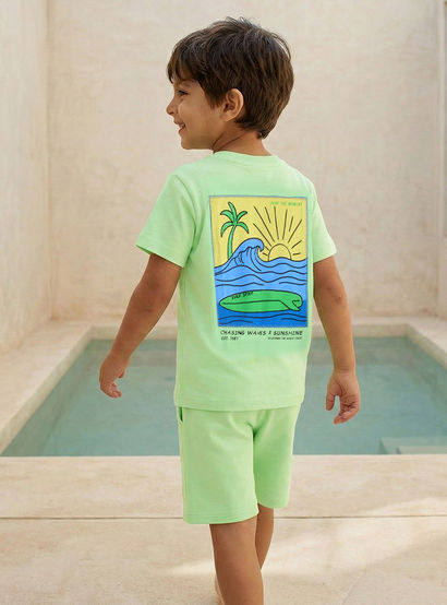Set of 3 Juniors Crew Neck Short Sleeves T-shirt and Shorts Set with Graphic Print-boys-clothing-setsandcoords-image-5