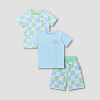 Set of 3 Juniors Crew Neck Short Sleeve T-shirt and Shorts Set with Assorted Print-undefined-image-1