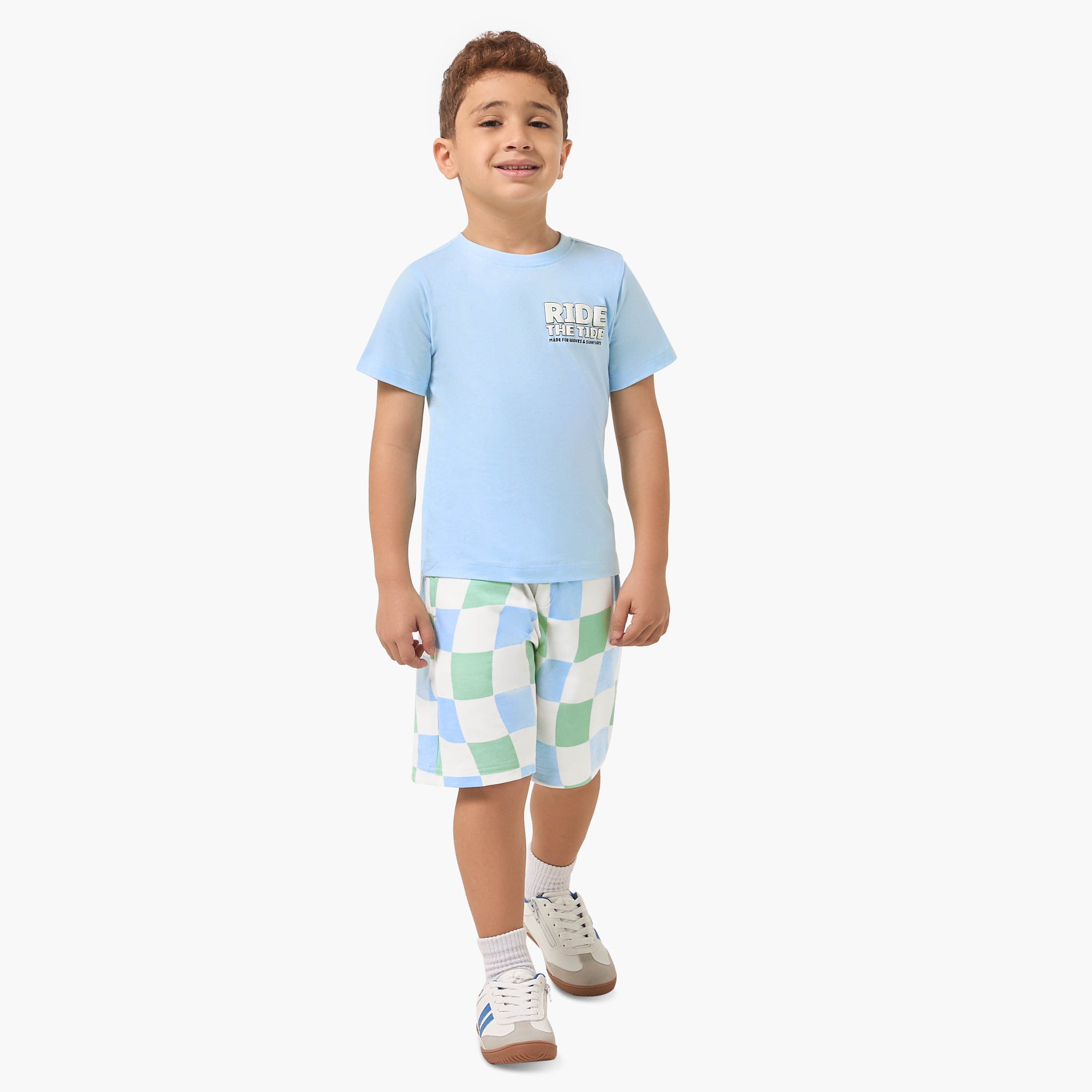 Set of 3 Juniors Crew Neck Short Sleeve T-shirt and Shorts Set with Assorted Print