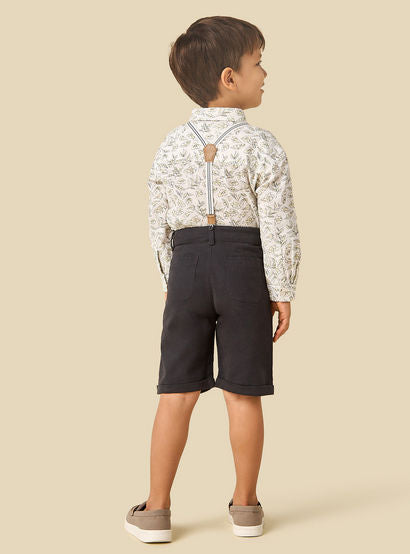 Juniors Collared Long Sleeves Shirt and Shorts Set with Suspender Detail-boys-clothing-setsandcoords-image-5
