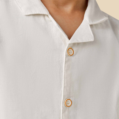 Juniors Collared Short Sleeve Shirt and Shorts Set with Embroidery