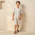 Juniors Collared Short Sleeves Shirt and Shorts Set with Stripes