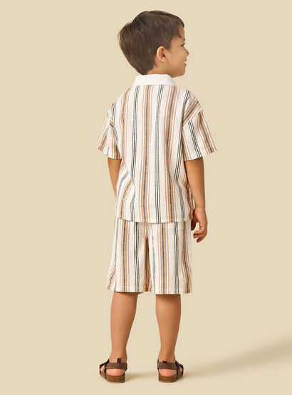 Juniors Collared Short Sleeves Shirt and Shorts Set with Stripes-boys-clothing-setsandcoords-image-5
