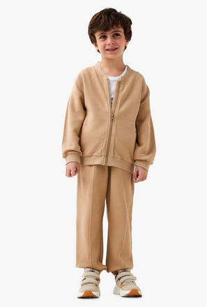 Juniors Mandari Collar Long Sleeves Jacket and Joggers Set with Zip Closure
