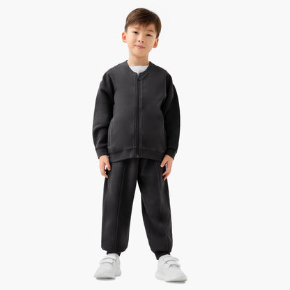 Juniors Mandari Collar Long Sleeves Jacket and Joggers Set with Zip Closure