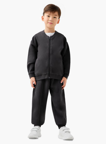 Juniors Mandari Collar Long Sleeves Jacket and Joggers Set with Zip Closure-boys-clothing-setsandcoords-image-1