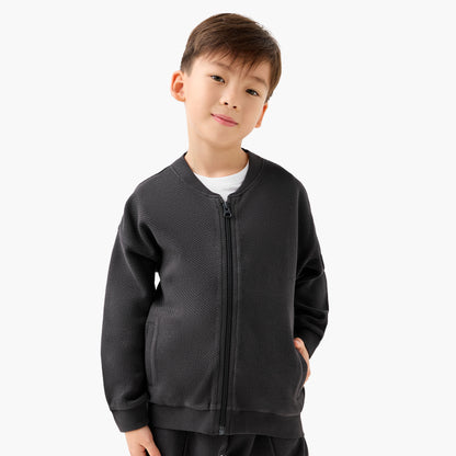 Juniors Mandari Collar Long Sleeves Jacket and Joggers Set with Zip Closure