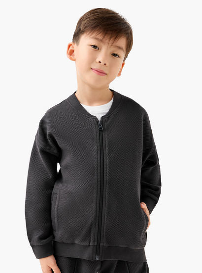 Juniors Mandari Collar Long Sleeves Jacket and Joggers Set with Zip Closure-boys-clothing-setsandcoords-image-2
