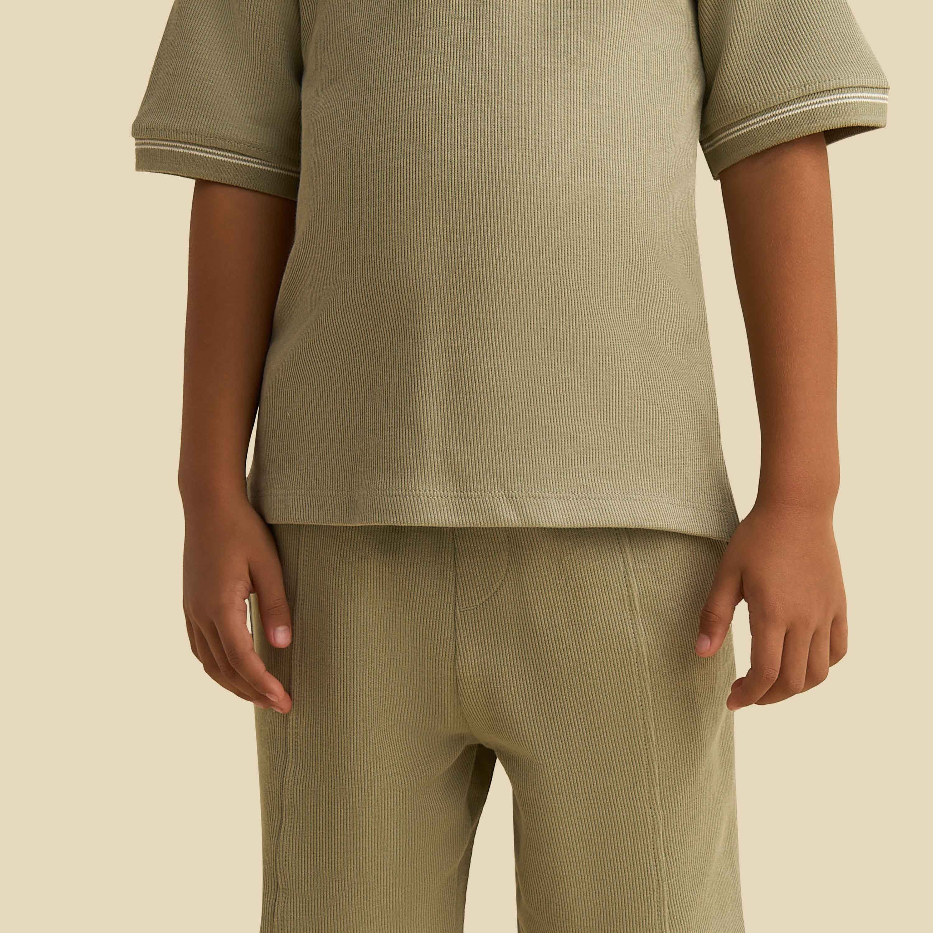 Juniors Polo Neck Short Sleeves T-shirt and Short Set with Tipping Detail