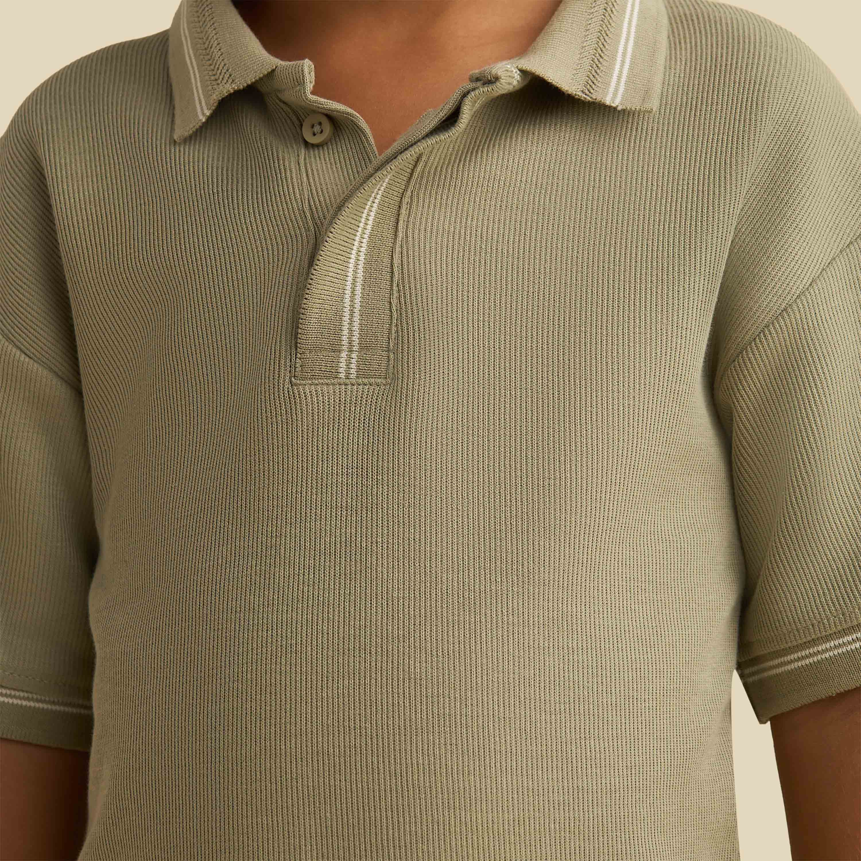 Juniors Polo Neck Short Sleeves T-shirt and Short Set with Tipping Detail