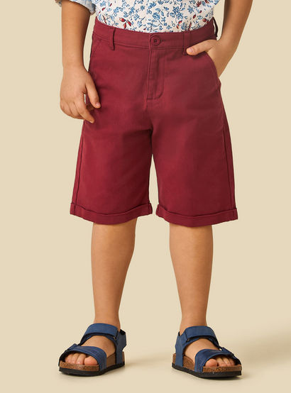 Juniors Collared Long Sleeves Shirt and Shorts Set with Floral Print-boys-clothing-setsandcoords-image-3