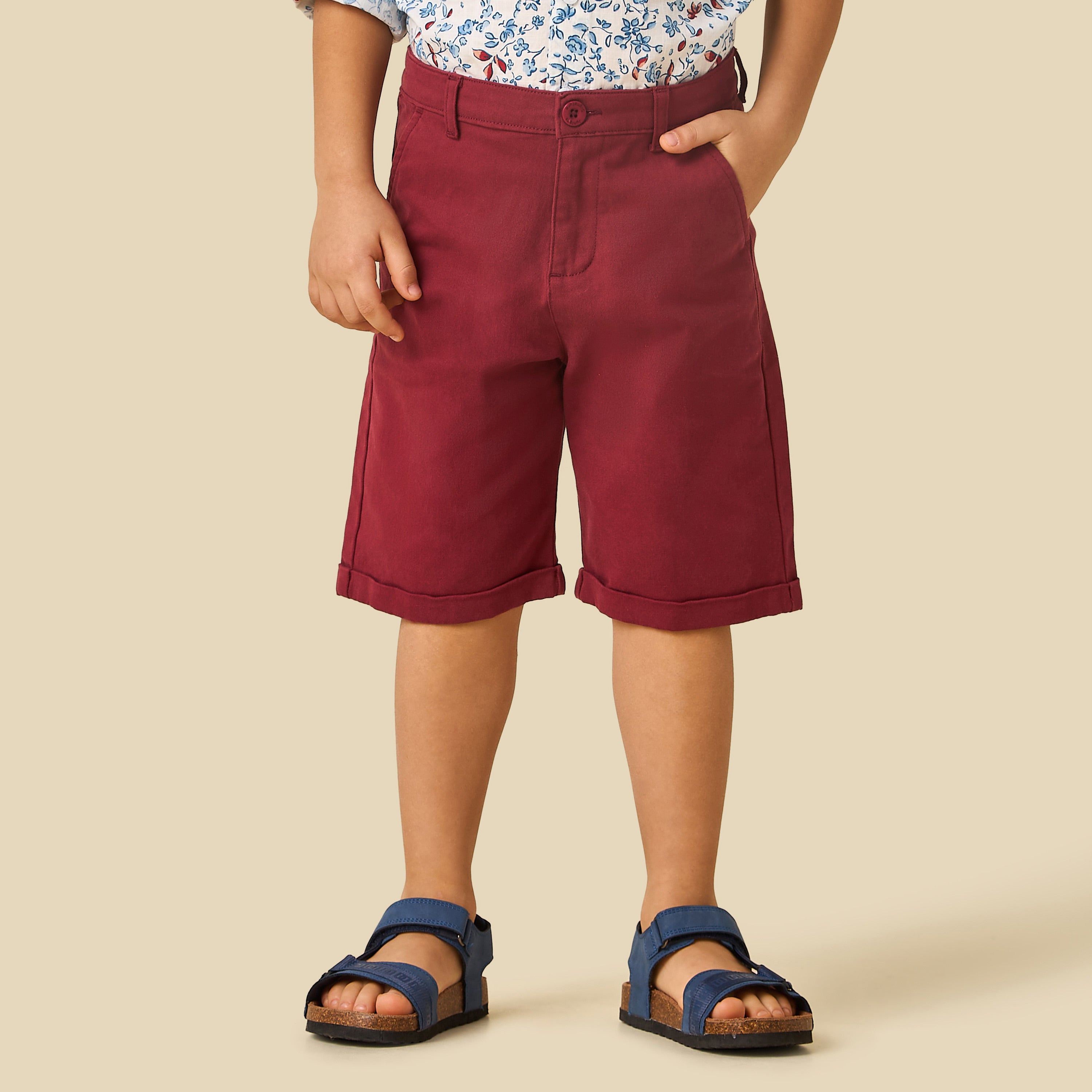 Juniors Collared Long Sleeves Shirt and Shorts Set with Floral Print