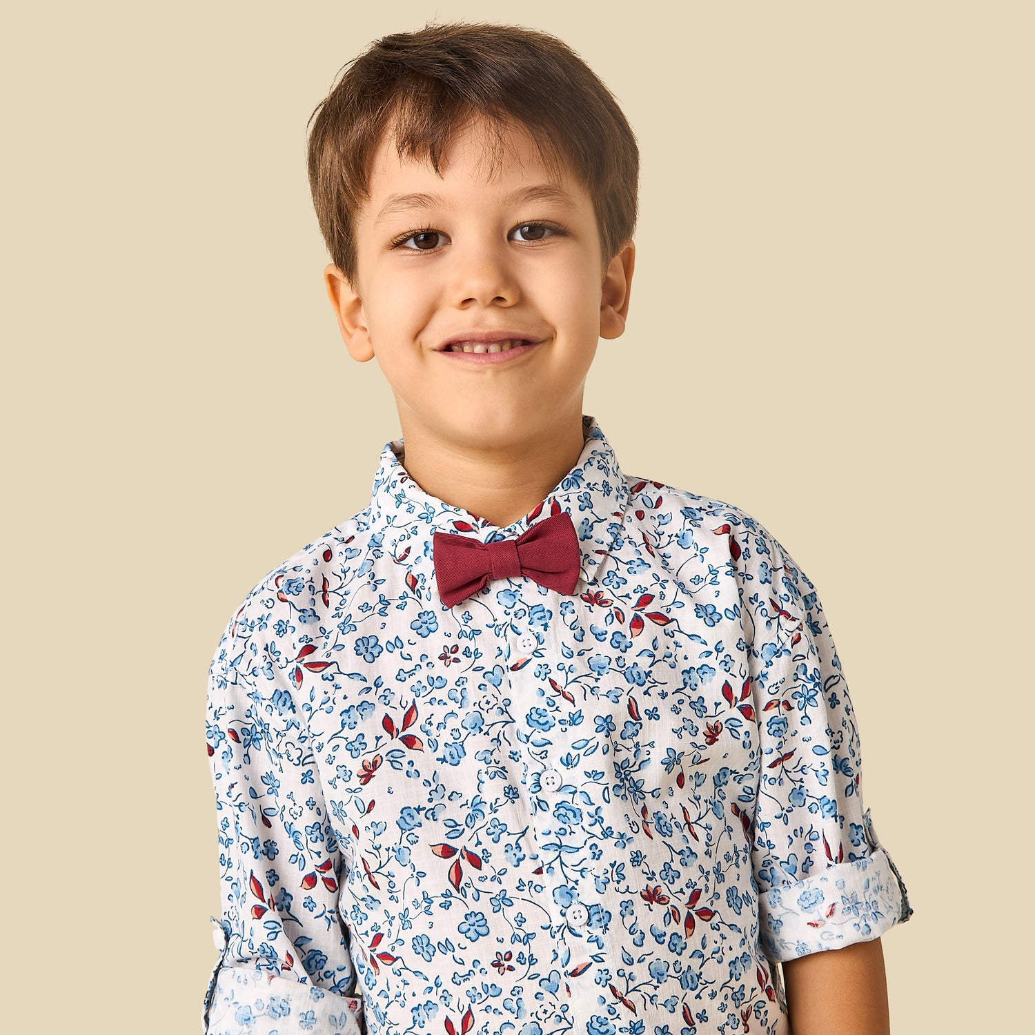 Juniors Collared Long Sleeves Shirt and Shorts Set with Floral Print