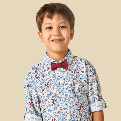 Juniors Collared Long Sleeves Shirt and Shorts Set with Floral Print