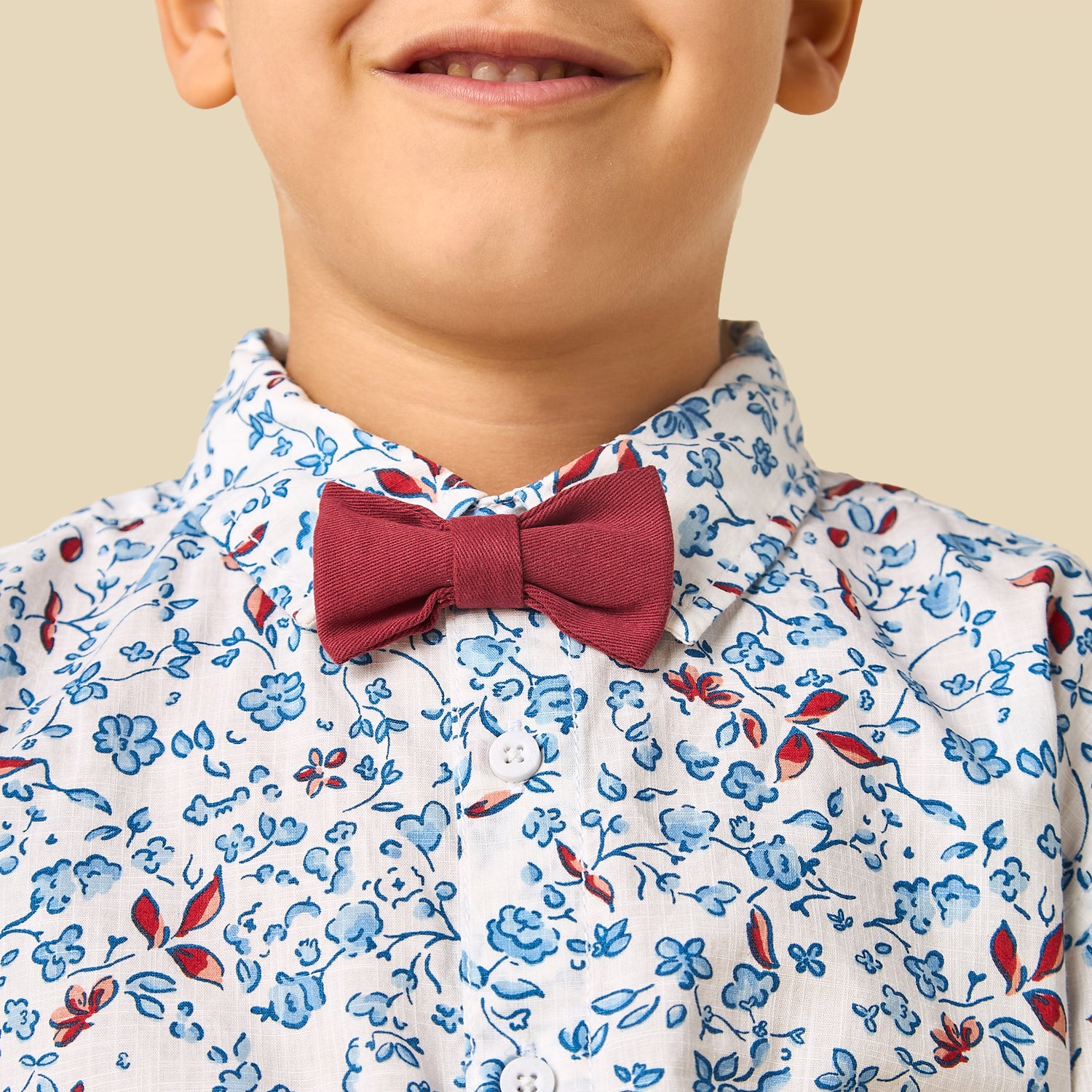 Juniors Collared Long Sleeves Shirt and Shorts Set with Floral Print