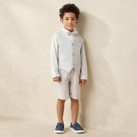 Juniors Collared Long Sleeves Shirt and Shorts with Waistcoat and Bow Tie-undefined-image-1