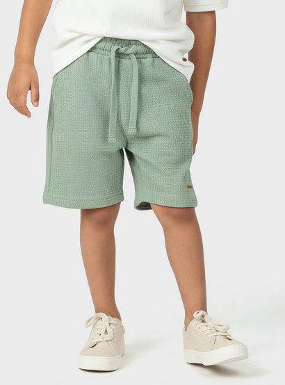 Eligo Collared Short Sleeves Polo T-shirt and Shorts Set with Waffle Textured Design-boys-clothing-setsandcoords-image-3