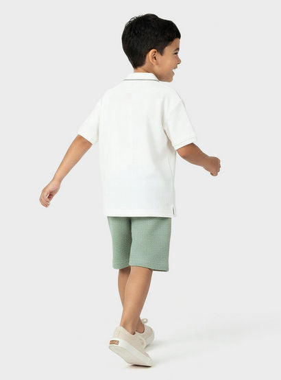 Eligo Collared Short Sleeves Polo T-shirt and Shorts Set with Waffle Textured Design-boys-clothing-setsandcoords-image-4