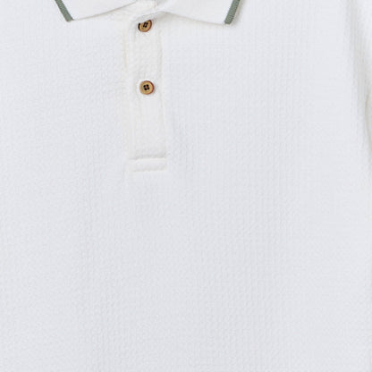 Eligo Collared Short Sleeves Polo T-shirt and Shorts Set with Waffle Textured Design