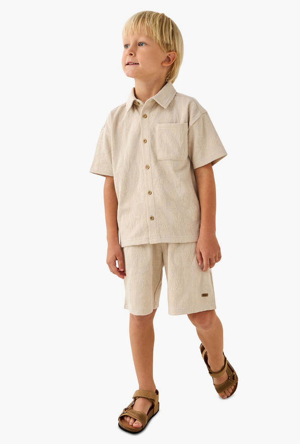 Eligo Collared Short Sleeve Shirt and Shorts Set with Pockets