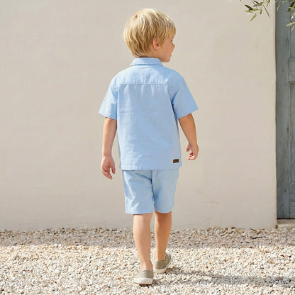 Eligo Collared Short Sleeves Shirt and Shorts Set with Pockets