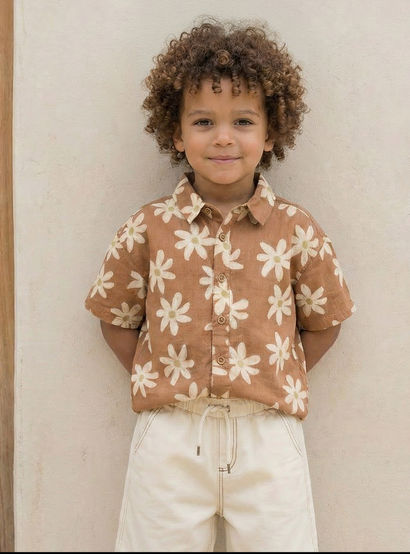 Eligo Collared Short Sleeves Shirt and Shorts Set with Floral Print-boys-clothing-setsandcoords-image-2