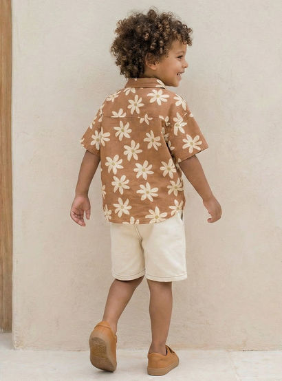 Eligo Collared Short Sleeves Shirt and Shorts Set with Floral Print-boys-clothing-setsandcoords-image-3