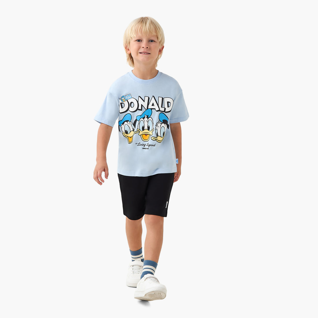 Disney Crew Neck Short Sleeves T-shirt with Donald Duck Print