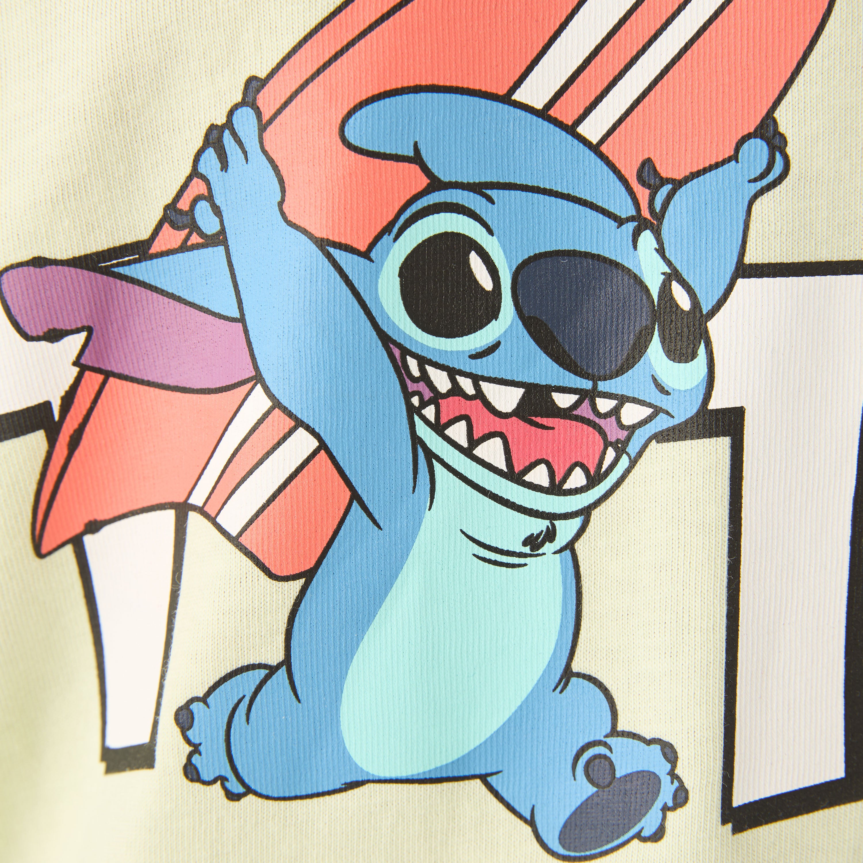 Disney Crew Neck Short Sleeves T-shirt with Stitch Print