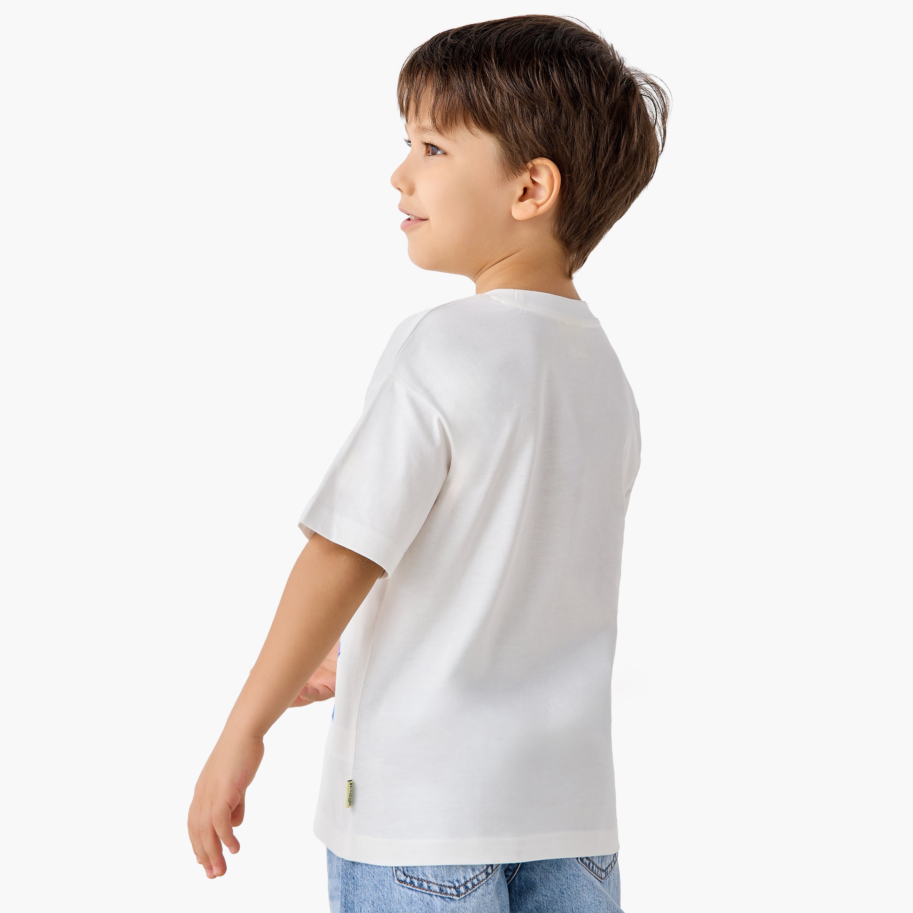 Disney Crew Neck Short Sleeves T-shirt with Stitch Print