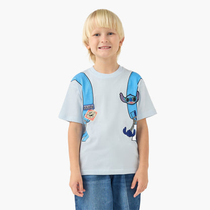 Disney Crew Neck Short Sleeves T-shirt with Stitch Print
