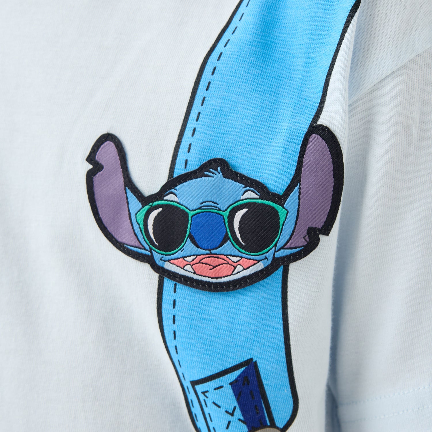 Disney Crew Neck Short Sleeves T-shirt with Stitch Print