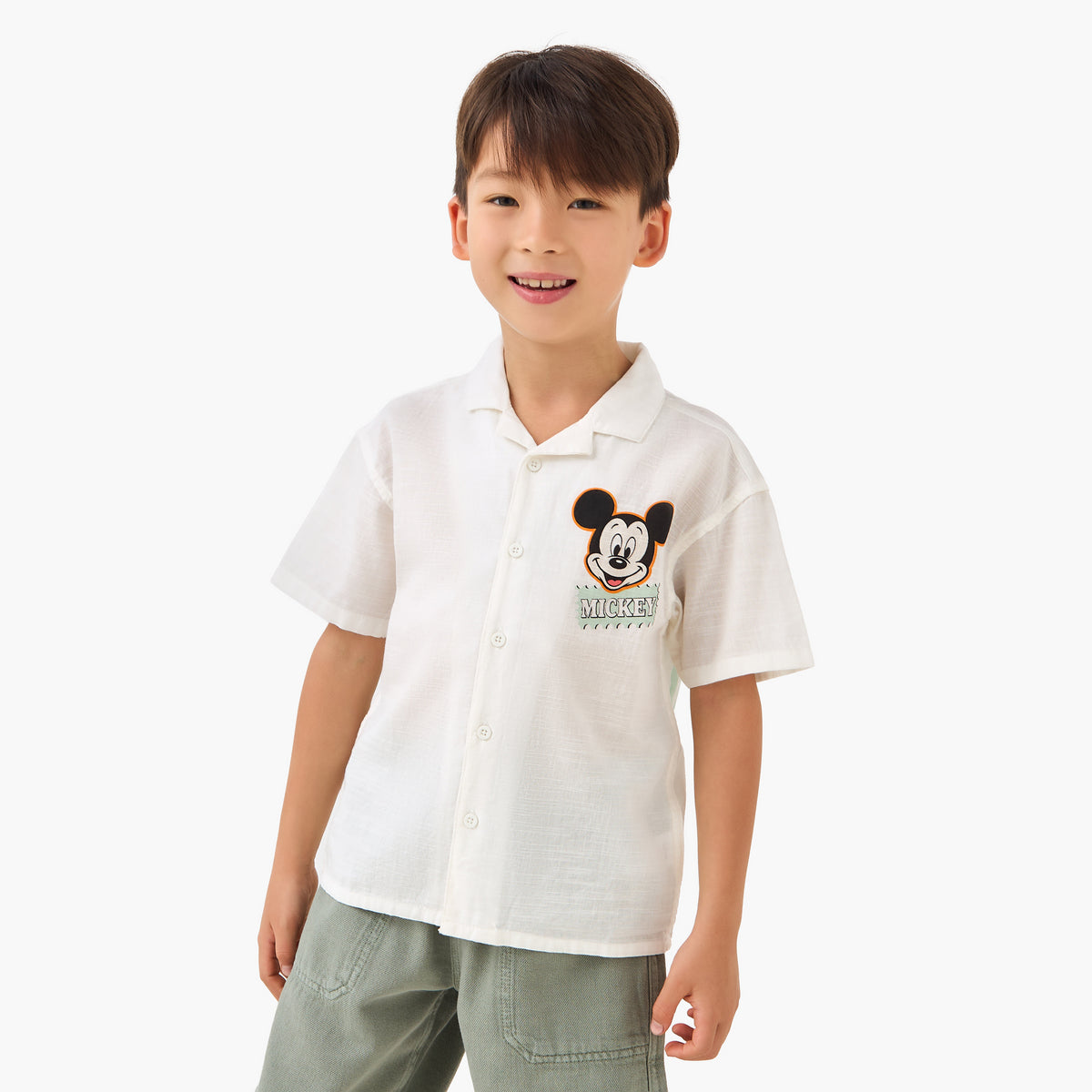 Disney Short Sleeve Shirt with Mickey Mouse Print