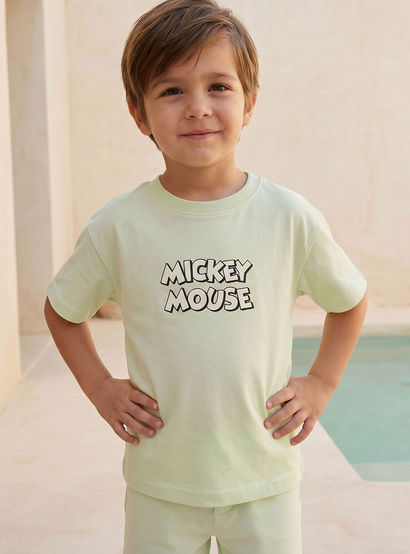 Disney Crew Neck Short Sleeve T-shirt and Shorts Set with Mickey Mouse Print-boys-clothing-setsandcoords-image-2