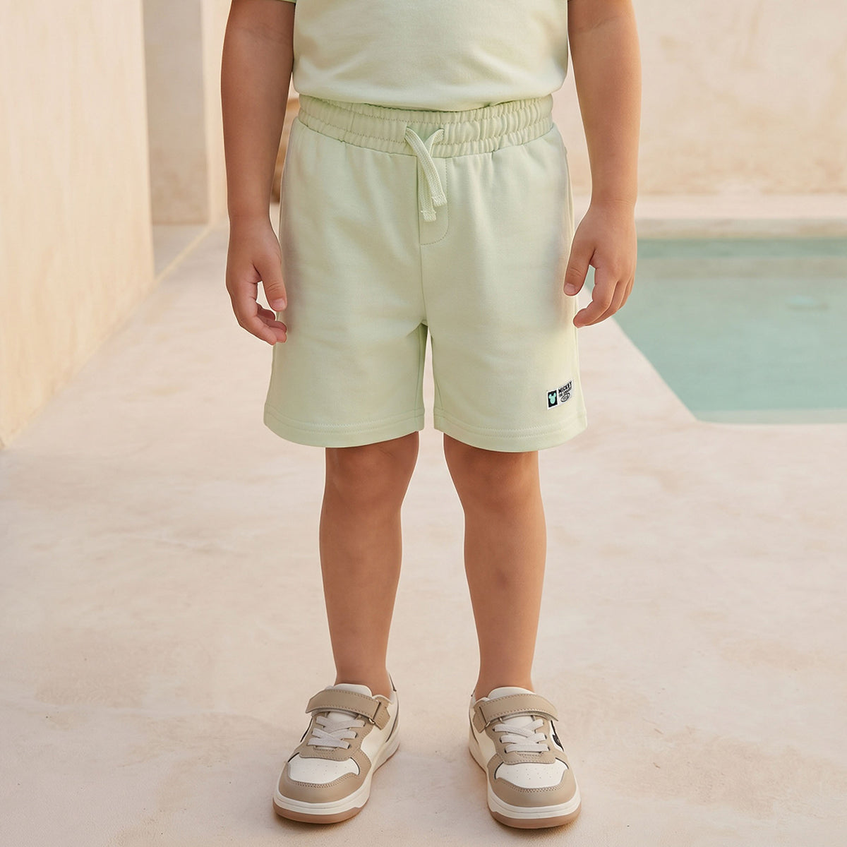 Disney Crew Neck Short Sleeve T-shirt and Shorts Set with Mickey Mouse Print