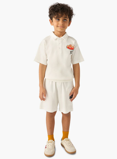 Disney Collared Short Sleeve Polo T-shirt and Shorts Set with Lightning McQueen Print-boys-clothing-setsandcoords-image-1