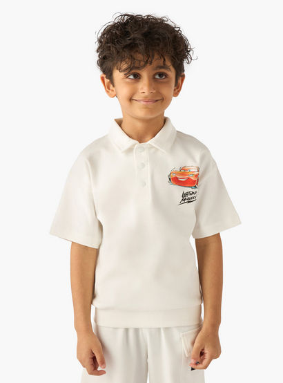 Disney Collared Short Sleeve Polo T-shirt and Shorts Set with Lightning McQueen Print-boys-clothing-setsandcoords-image-2