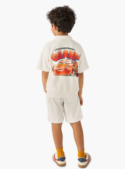 Disney Collared Short Sleeve Polo T-shirt and Shorts Set with Lightning McQueen Print-boys-clothing-setsandcoords-image-4