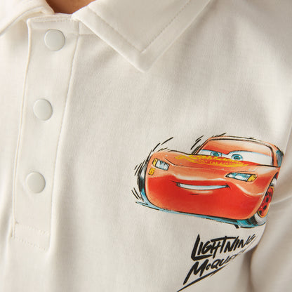 Disney Collared Short Sleeve Polo T-shirt and Shorts Set with Lightning McQueen Print