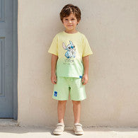 Disney Crew Neck Short Sleeves T-shirt and Shorts Set with Stitch Print-undefined-image-1