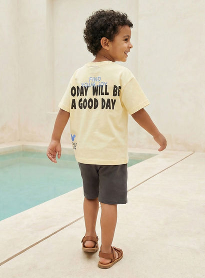 Disney Crew Neck Short Sleeve T-shirt and Shorts Set with Mickey Mouse Embroidery-boys-clothing-setsandcoords-image-3