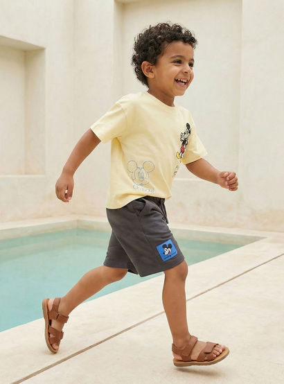Disney Crew Neck Short Sleeve T-shirt and Shorts Set with Mickey Mouse Embroidery-boys-clothing-setsandcoords-image-7