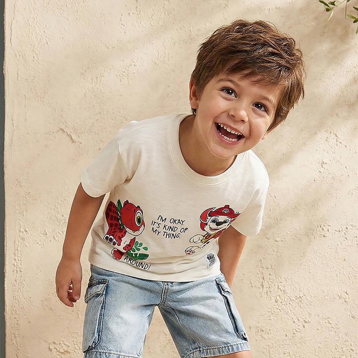 Crew Neck Short Sleeves T-shirt with PAW Patrol Print