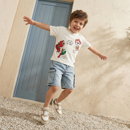 Crew Neck Short Sleeves T-shirt with PAW Patrol Print