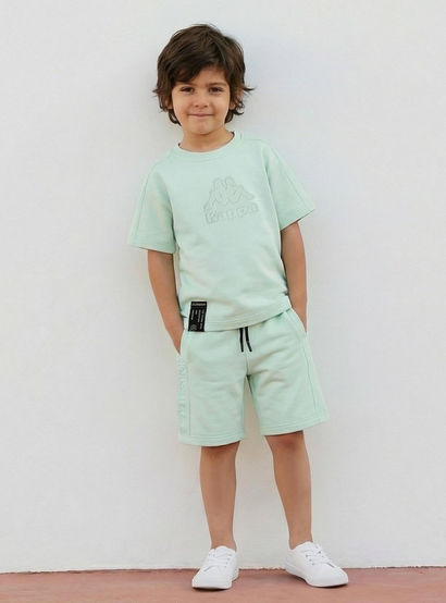 Kappa Crew Neck Short Sleeves T-shirt and Shorts Set with Embossed Logo-baby-girls-clothing-setsandcoords-image-1